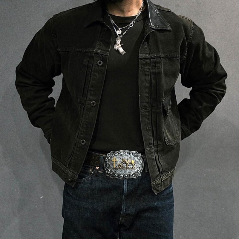 Seternaly Religion Cross Prayer and Horse Belt Buckle Western Cowboy Longhorn Belt Buckles for Men Women - Image 5
